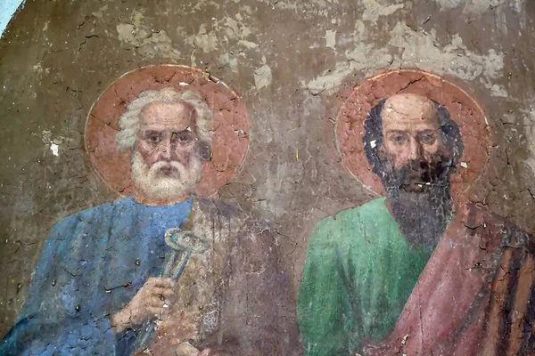 Θρησκευτική Ζωγραφική Μια Εγκαταλελειμμένη Ορθόδοξη Εκκλησία Χωριό Φεντόροβο Επαρχία Κοστρομά — Φωτογραφία Αρχείου