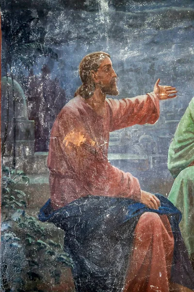 Pittura Religiosa Una Chiesa Ortodossa Abbandonata Villaggio Fedorovo Provincia Kostroma — Foto Stock