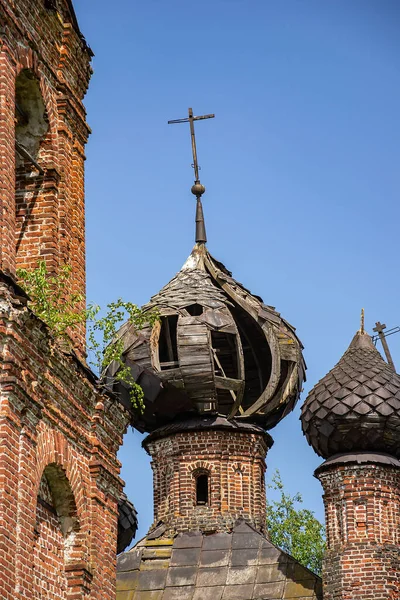 Kopule Starého Opuštěného Kostela Vesnice Sukhorukovo Provincie Kostroma Rusko Budova — Stock fotografie