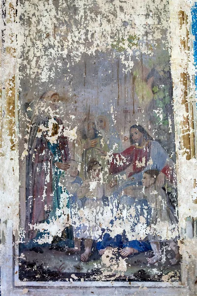 Pittura Murale All Interno Una Chiesa Ortodossa Villaggio Buyakovo Provincia — Foto Stock