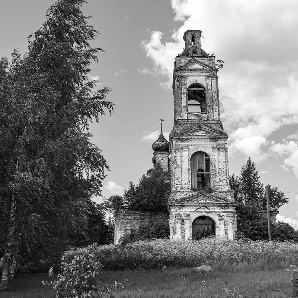 Old Abandoned Orthodox Bell Tower Village Buyakovo Kostroma Province Russia — Stock Photo, Image