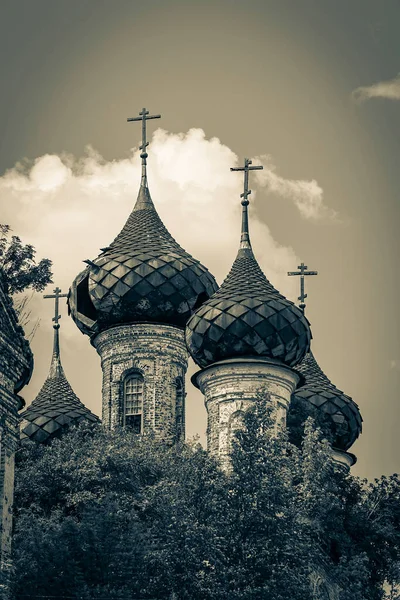 Domes Abandoned Orthodox Church Buyakovo Village Kostroma Province Russia Year — Stock Photo, Image