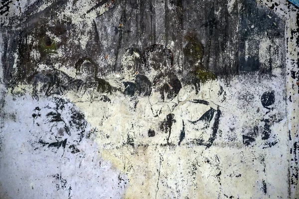 Pittura Delle Pareti Una Chiesa Ortodossa Distrutta Villaggio Isupovo Provincia — Foto Stock
