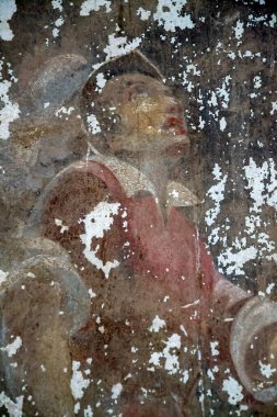 Rusya 'nın Kostroma eyaletindeki Buyakovo köyündeki bir Ortodoks kilisesinde duvar resmi. İnşaat yılı 1810. Şu anda tapınak terk edilmiş durumda..