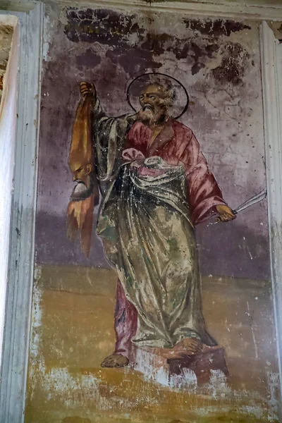 Pittura Murale All Interno Una Chiesa Ortodossa Villaggio Buyakovo Provincia — Foto Stock