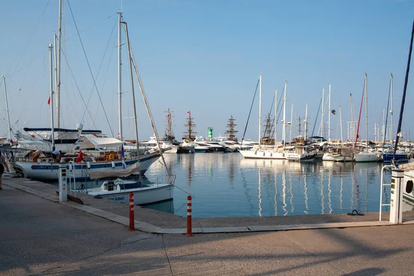 Veel Jachten Boten Haven Schepen Pier Haven Kemer Turkije 2020 — Stockfoto