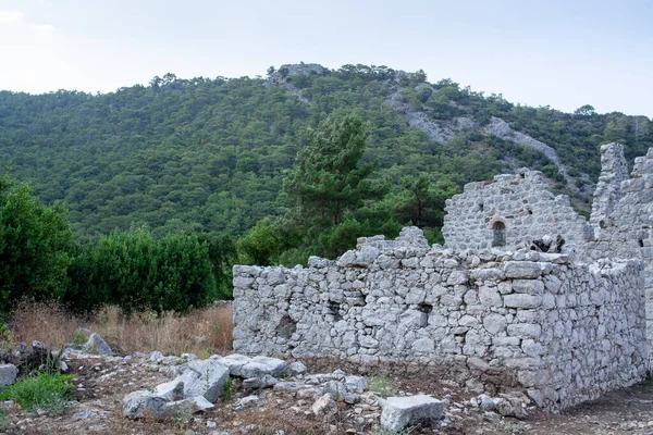 Αρχαία Ερείπια Κτιρίου Στον Όλυμπο Παλιά Πόλη Της Λυκίας Στην — Φωτογραφία Αρχείου