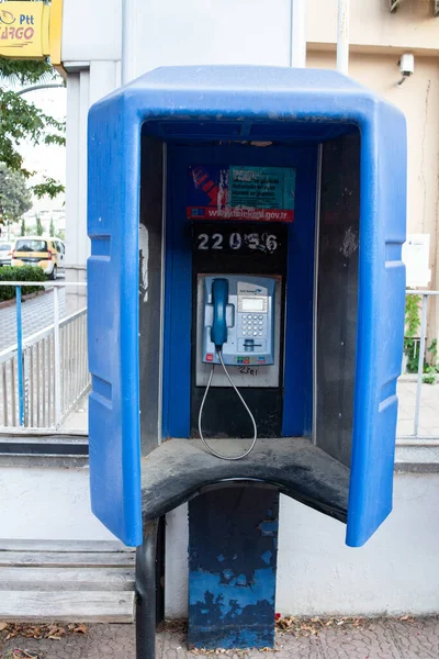 Kemer Turquia 2021 Velha Cabine Telefone Azul Sem Uso Por — Fotografia de Stock