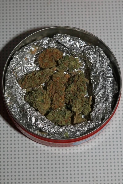 Cannabis Cogollos Marihuana Medicinal Super Limón Neblina Impresión Moderna Alta —  Fotos de Stock