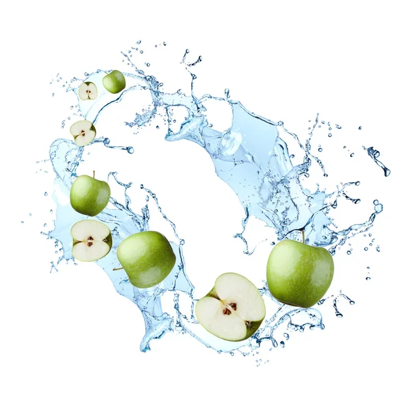 Salpicadura de agua con frutas — Foto de Stock