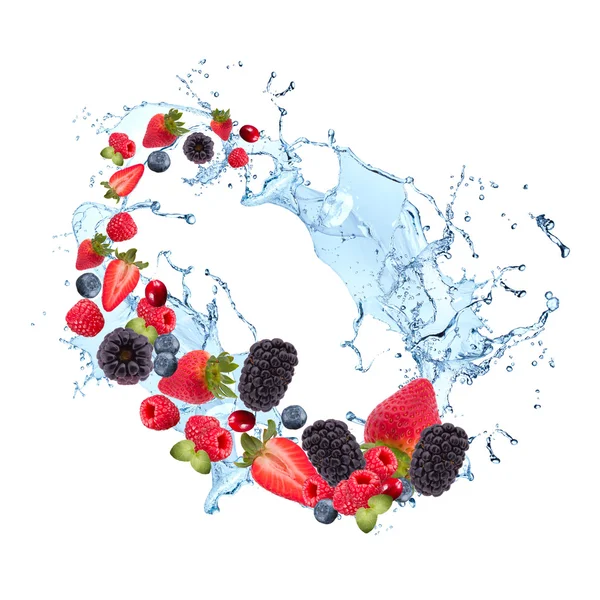 Water splash with fruits — Stock Photo, Image