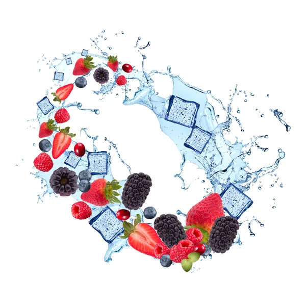 Water splash with fruits — Stock Photo, Image