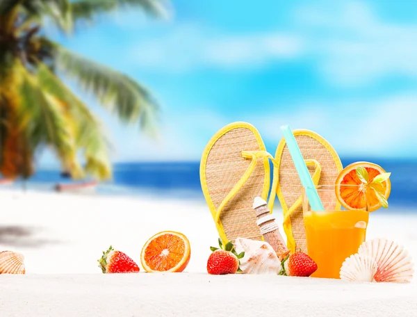 Sommaren Koncept Flip Flops Sommar Tillbehör Sommaren Beach — Stockfoto