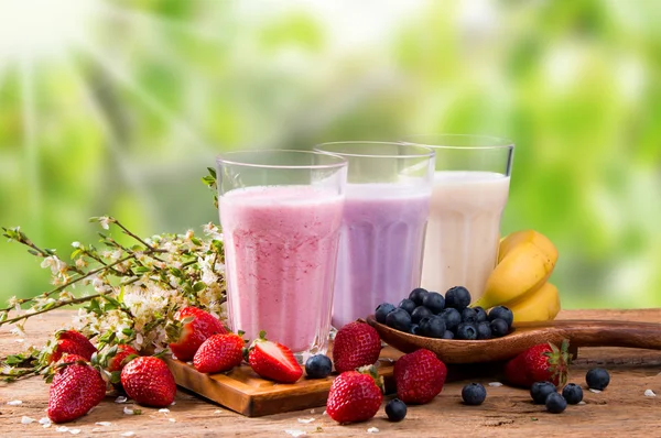 Milkshake on wood — Stock Photo, Image