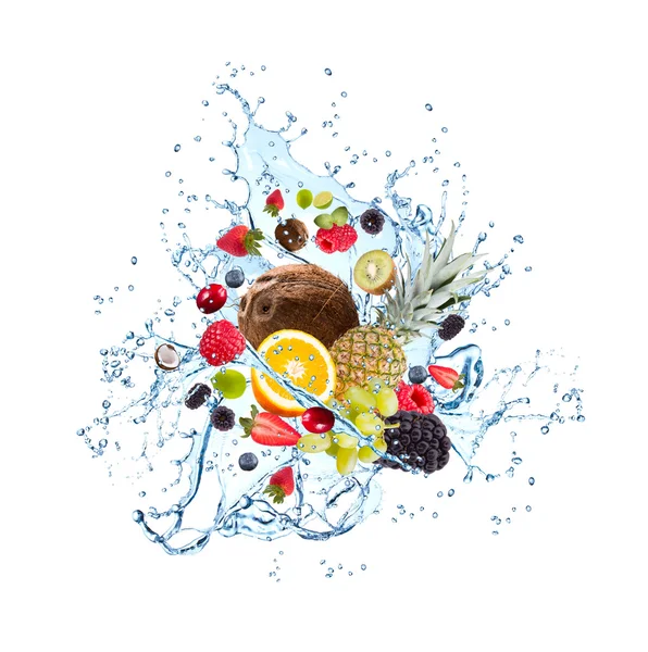 Water splash with mix fruits — Stock Photo, Image