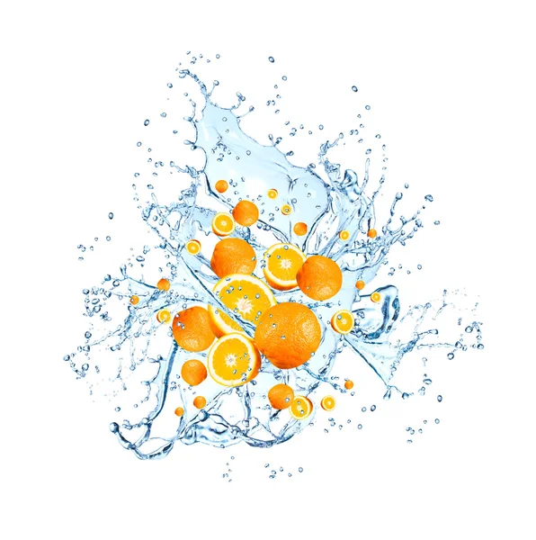 Víz-splash gyümölcsökkel — Stock Fotó