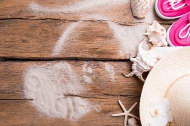 Shell ahşap zemin üzerinde