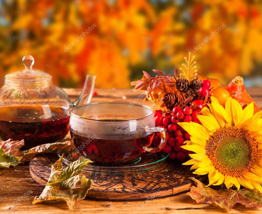 Доброе утро картинки осень. Осенний чай. Осеннее чаепитие. Осень чай. Осеннее утро.