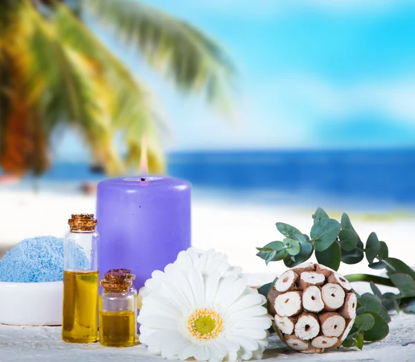 Spa concept with tropical beach Royalty Free Stock Photos