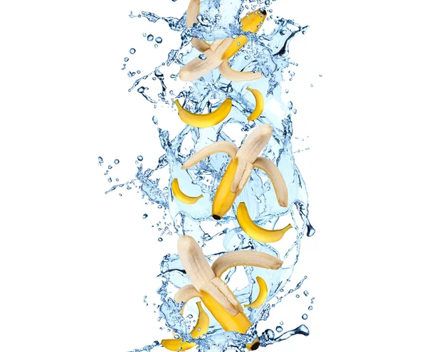 Bananas in water splash — Stock Photo, Image