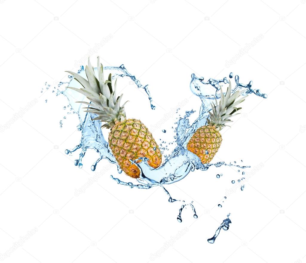 pineapple falling in water splash