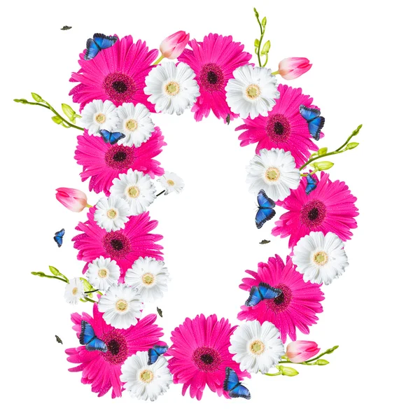 Alfabet, geïsoleerd op witte bloem — Stockfoto