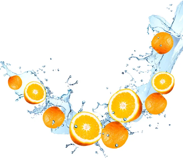 Water splash with fruits — Stock Photo, Image