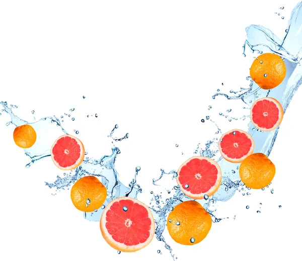 Salpicos de água com frutas — Fotografia de Stock