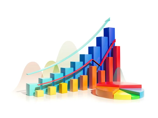 Growing bar graphs and pie chart — Stock Photo, Image