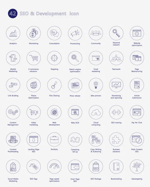 Iconos de SEO y desarrollo — Archivo Imágenes Vectoriales