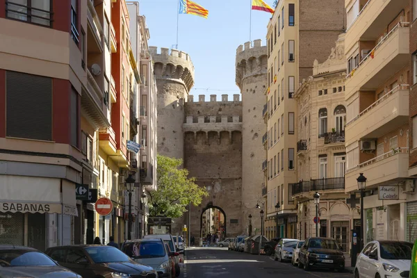 Valencia Spanya Ekim 2020 Yüzyılda Quart Kuleleri Nin Dış Cephesi — Stok fotoğraf