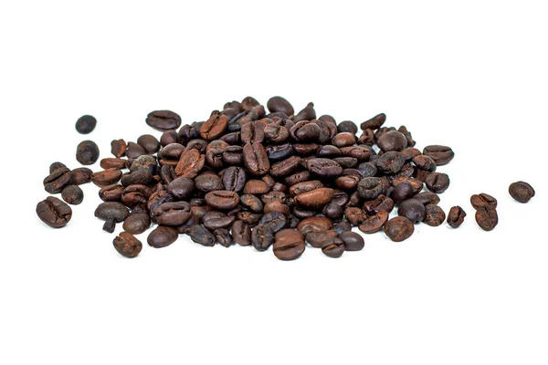 Brown Roasted Coffee Beans Isolated White Background — Stock Photo, Image