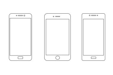 Beyaz arkaplanda izole edilmiş düğmesi olan akıllı telefon simgesi seti. Vektör tasarım ögesi