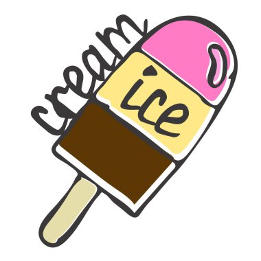 Dondurma dükkanı veya bar için beyaz arkaplanda izole edilmiş metin işaretli logo ögesi