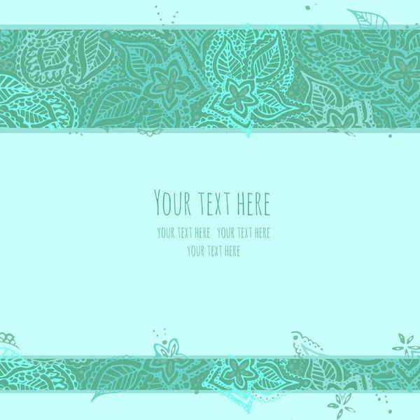 Carte Invitation Avec Motif Floral Espace Texte Sur Fond Menthe — Image vectorielle