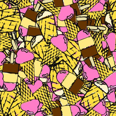 Sevimli çizgi film renkli tekrarlar kusursuz dondurma kalıbı vektör arkaplanı