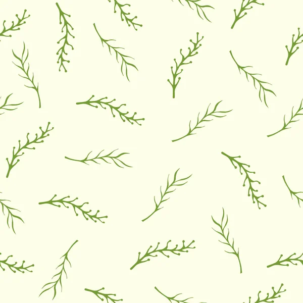 Διάνυσμα Πράσινο Floral Ρουστίκ Αδιάλειπτη Μοτίβο Φύλλα Φυτών Και Κλαδιά — Διανυσματικό Αρχείο