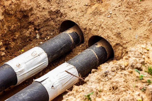 Installation Distribution Unit Heating Water Supply Network Frame Connecting Pipes — Stock Photo, Image