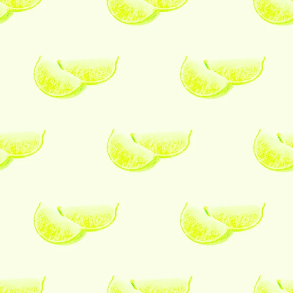 Green Limes Lime Slices Repeat Seamless Pattern Light Background — Stock Photo, Image