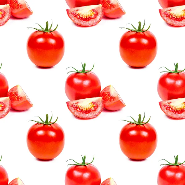 Rote Tomatenscheiben Wiederholen Nahtlose Muster Auf Hellem Hintergrund — Stockfoto