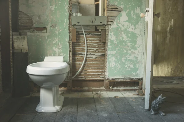 遺棄された浴室の新しいトイレ — ストック写真