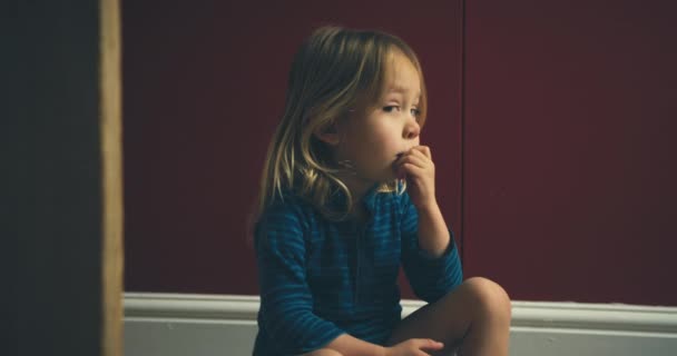 Little Boy Sitting Potty Home — Stock Video