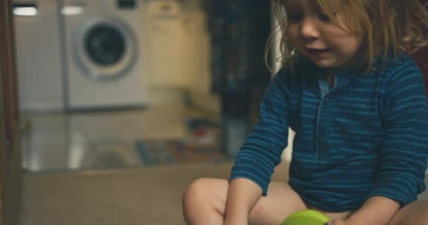 Little Boy Sitting Potty Home — Stock Video