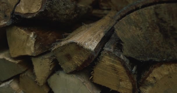 Zavřete Zásobník Dřevěných Hranolů — Stock video