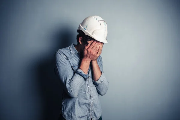 Upset blue collar worker — Stock Photo, Image