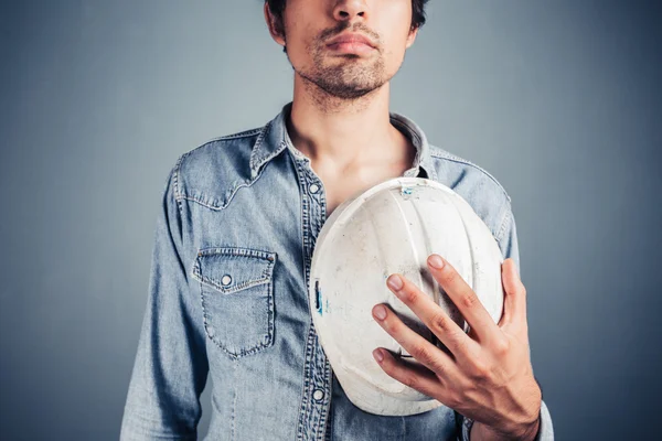 Proud worker with hard hat — Stock Photo, Image