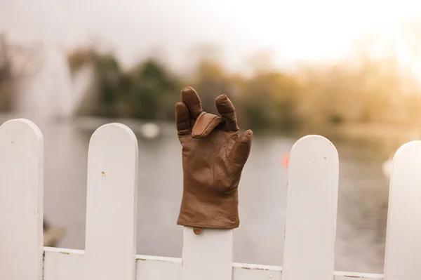 Glove on fence — Stock Photo, Image
