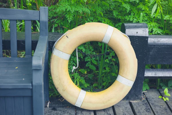 Life buoy in forest — Stock Photo, Image