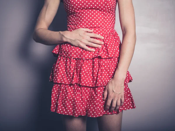 Young woman with a belly ache — Stock Photo, Image