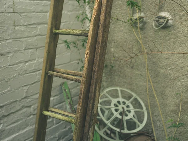 Wooden ladder outside — Stock Photo, Image